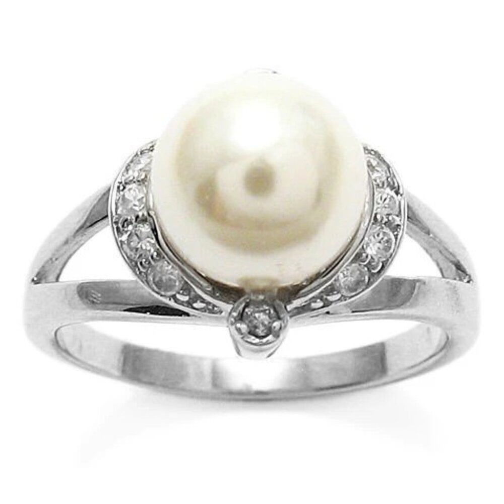 Beautiful And Posh Freshwater Pearl On Cz Accented Setting In Sterling Silver View 2